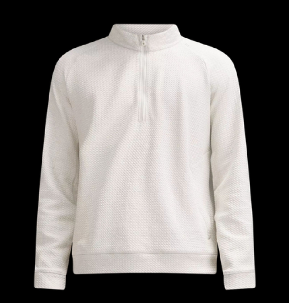 Lululemon  Men's Double-Knit Cotton Half Zip- Heathered Bone White Grayish Large